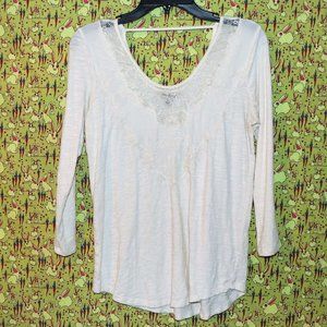 Lucky Brand Cream 3/4 Sleeve Top Size Small